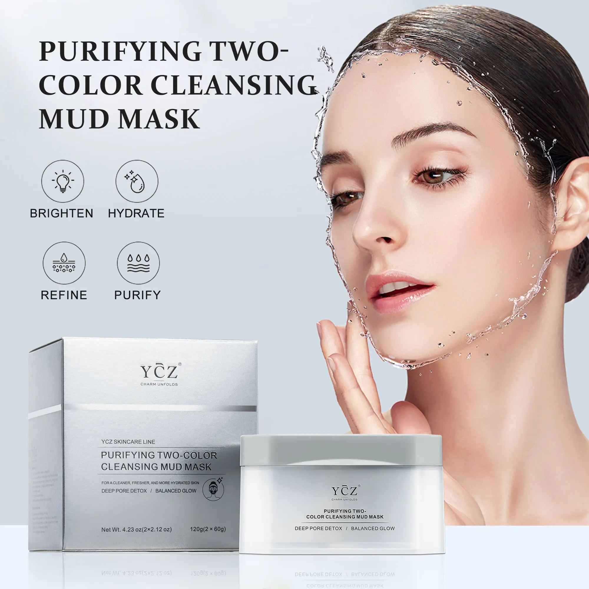 YCZ Purifying Two-Color Cleansing Mud Mask - Dual Clay Face Mask