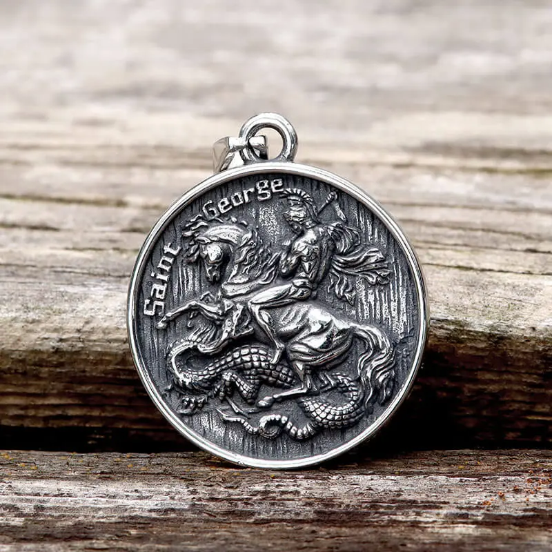 GTHIC Unisex St. George and the Dragon Stainless Steel Pendant Fashion Jewelry Daily Birthday Gift