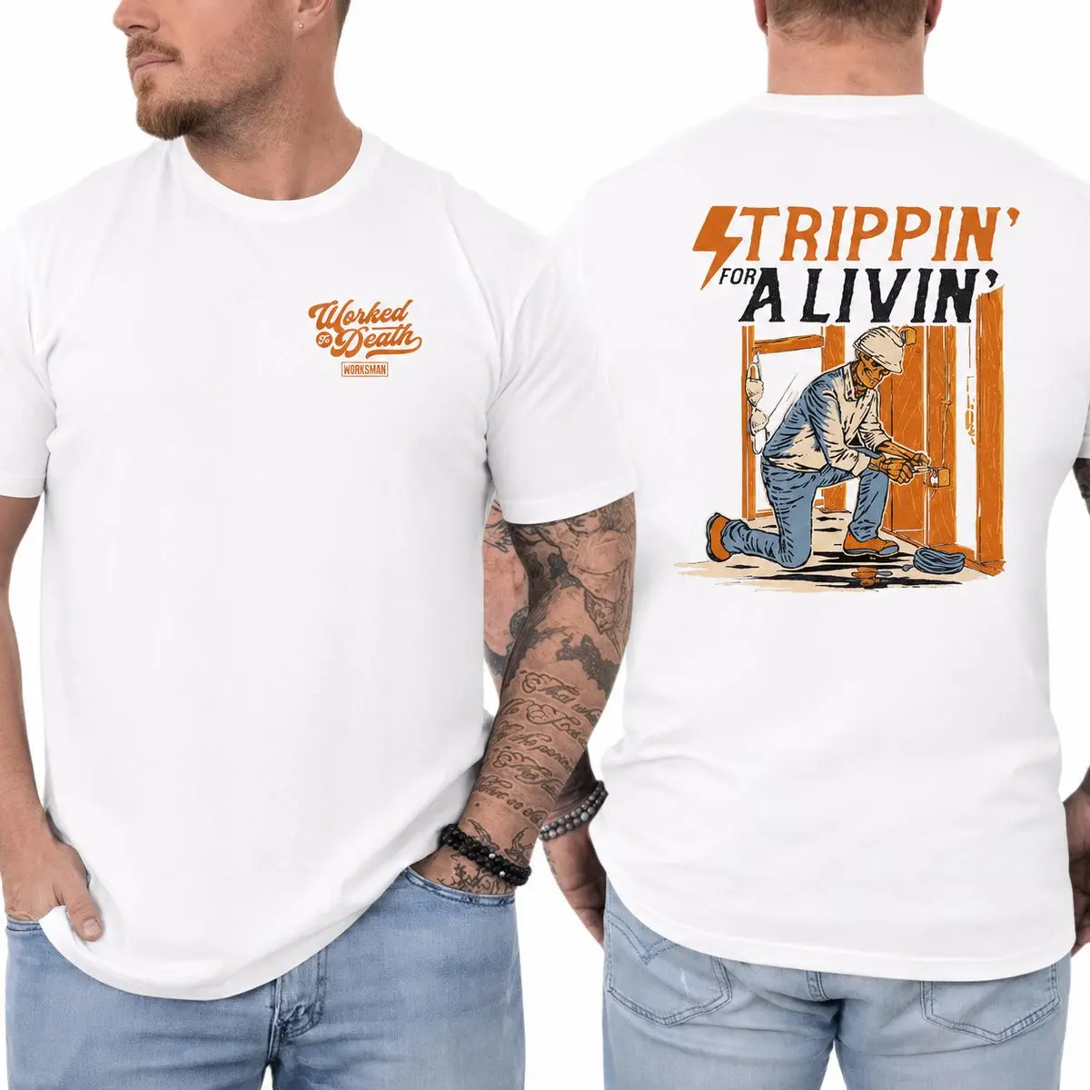 Electrician T Shirt Vintage Electrical Worker Graphic Tee Wire Installer Gift For Men, Unisex Casual Graphic T-Shirts