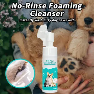Waterless Pet Paw Cleaner Foam with Silicone Brush - (5 Oz) Dog & Cat Foot Washer for Muddy Paws, Grooming & Moisturizing Odor，Natural，cat stuff，dog stuff