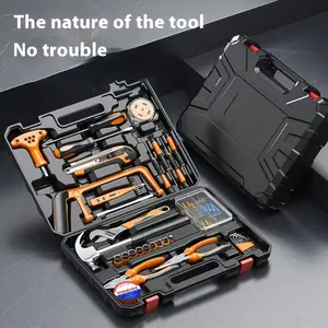 108/82 Piece Steel Alloy Tool Box for Home General Household Hardware Basic Tool Kit with Storage Case Ergonomic Handles for Mechanic Car Repair Ratcheting Wrench Set