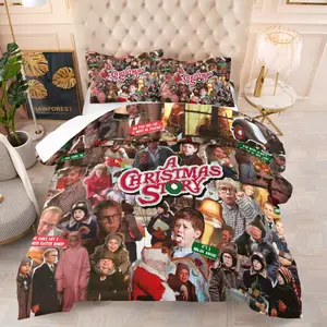 Christmas Story pattern quilt, includes 1 quilt and 1 or 2 coreless pillowcases, suitable for home or dormitory decoration, very suitable Christmas gift