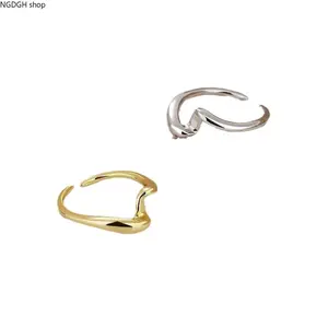 Two-Tone Intertwined Open Ring, Gold & Silver Plated, Adjustable Statement Band, Modern Geometric Design, Perfect for Everyday Wear, Stacking & Elevating Minimalist Outfits