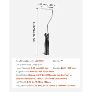 VEVOR 4 Inch Paint Roller Frame, Paint Handles Fits 4 in Mini Roller, Painting Supplies for Wall House Homes, Lightweight Mini Rollers Tools for Ceiling Small Areas Edges and Corners, 12 Pack, Black