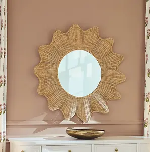 Scalloped Rattan Mirror