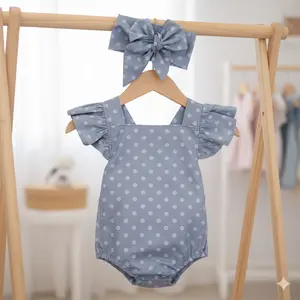 Adorable Baby Polka Dot Romper & Headband Perfect for Summer & Photo Shoots. So Cute! #BabyFashion #ToddlerStyle #NewbornOutfit #PolkaDot #SummerBaby