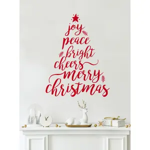 Holiday Christmas Tree Words Decal