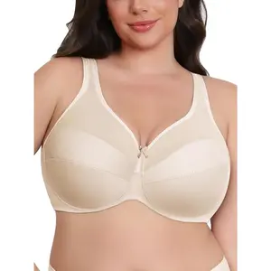Underwire Bras for Big Buster Women Full Coverage Minimizer Cross Back Non-Padded Plus Size Bra