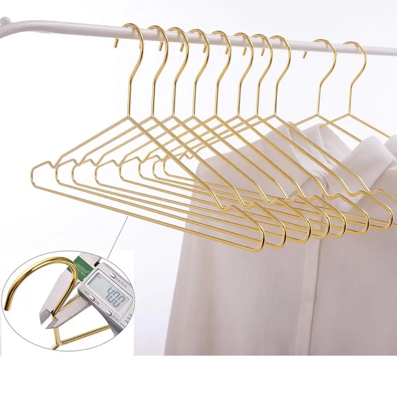 17 Inch Heavy Duty Shiny  Metal Clothes Hanger, Coat Hanger, Suit Hanger, Dress Hanger with Big Notches Pack of 10 (, 10)