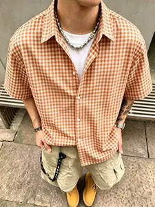 Unisex Y2K Plaid Short Sleeve Shirt, Casual Fashion Top for Men and Women, Trendy Grid Pattern Design, Perfect for Daily Wear