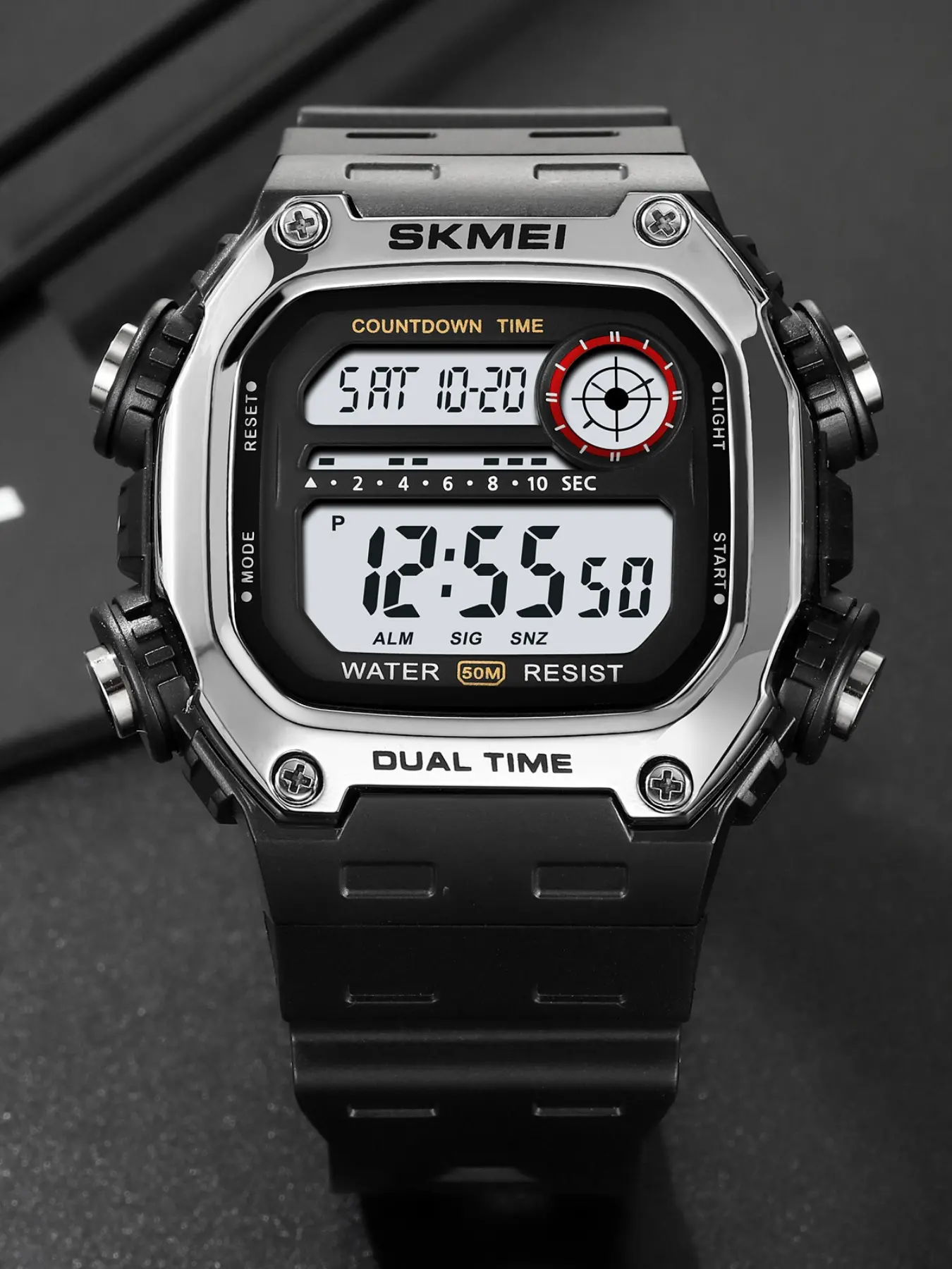 Skmei Digital Watch, Fashionable Square Dial, Waterproof, Water Resistant Watch, Modern Waterproof Watch, Casual Style, All Seasons Wear, Electronic Movement, Hardlex Glass Case, Waterproof Wristwatch, Waterproof Multifunctional Watch