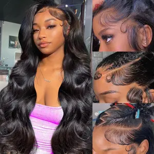 Beluck Glueless 13x6 Lace Front Wigs Human Hair With Drawstring 220% Density Body Wave Human Hair Wig Ear To Ear HD Lace Frontal Pre Plucked Wear Go Glueless Wigs Human Hair