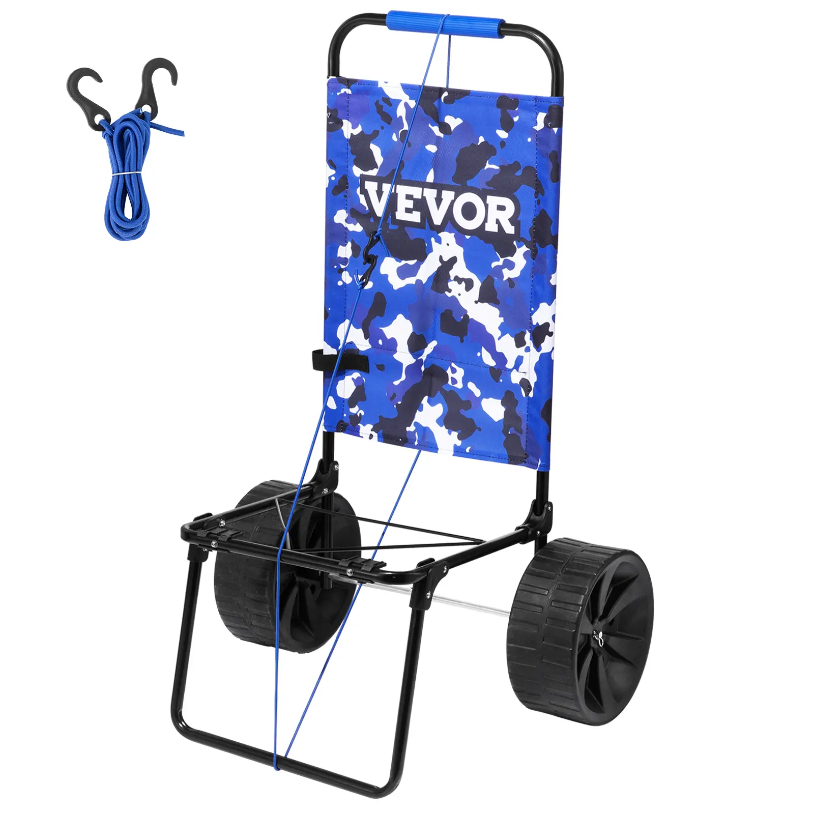 【summerfinds】VEVOR Heavy-Duty Folding Beach Dolly - Tool-Free Portable Collapsible Outdoor Trolley, 15.4"x15.7" Cargo Deck, 10 inch PE Solid Sand Wheels, 69lbs Max Capacity, for Beach, Camping, Gardening, Folding Trollies