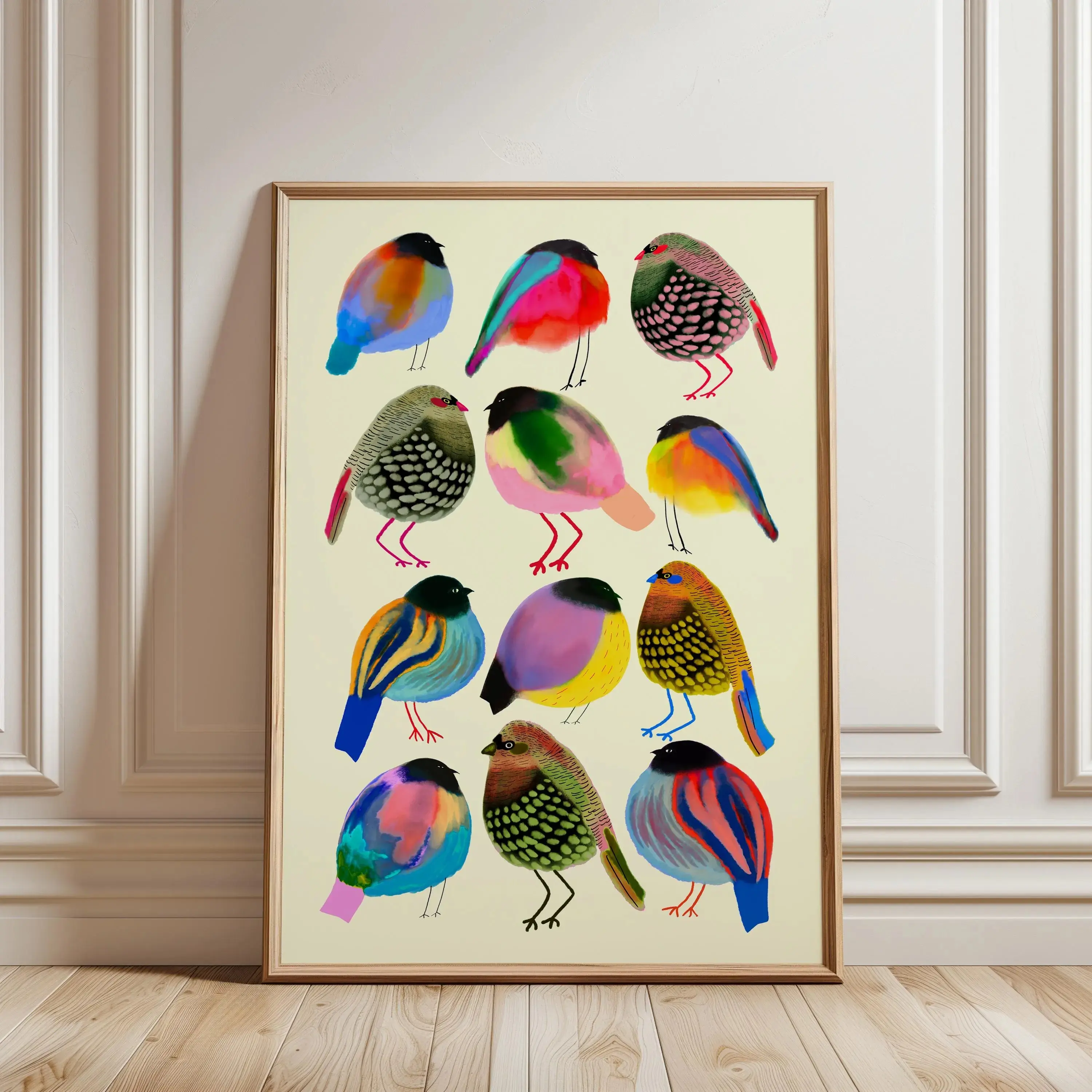 Vibrant Borbs Art Print Birds Decor Unframed Poster Decoration for Kitchen Dining Bedroom Living Room Hallway