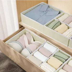 6 packs foldable fabric storage boxes lightweight soft cloth drawer organizer bins with practical divider design, space-saving and easy to fold when unused. These durable fabric baskets are perfect for neatly sorting baby clothes, underwear