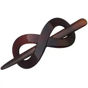 Brown Tortoise Shell Hair Slider Pin, Barrette Clip with Stick for Fine Hair Women