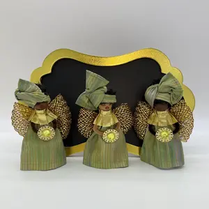 African Angel Ornaments, Green Ornament, Metallic Ornament, Ankara, Afrocentric, Christmas Ornament, Holiday Decor