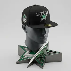 New Era 59FIFTY Dallas Stars 20th Anniversary Black Fitted Hat, Flat Brim Sports Cap for Men