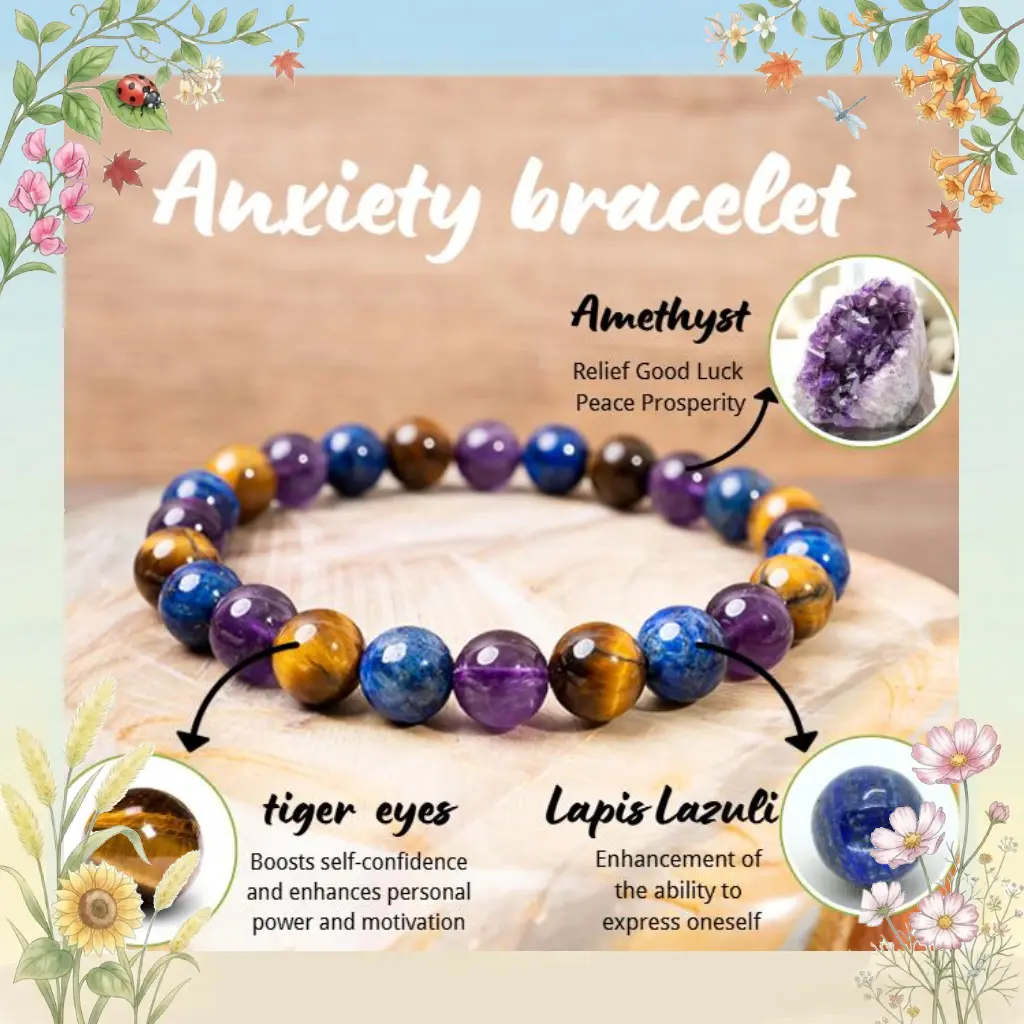 Anxiety Relief Crystal Bracelet – 8mm Beads | Perfect for Men, Women, Couples, and Friends | Ideal for Daily Wear, Meditation,optional size， and Thoughtful Gifts Amethyst