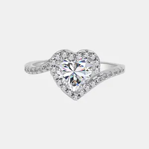 【728】  Valentine's Flash "Begin Again" Halo Set 1.2 Carat Heart Cut Synthetic Moissanite Ring