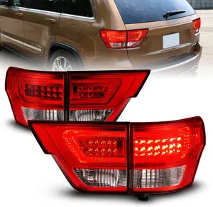AmeriLite for 2011-2013 Jeep Grand Cherokee WK2 LED Tube Red Replacement Tail Lights Assembly Set - Passenger and Driver Side