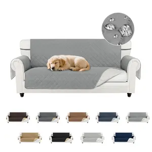 PureFit Reversible Sofa Cover, Water-Resistant Quilted Slipcover for 1/2/3 Seater Sofa Cushion, Washable Non-Slip Couch Protector with Elastic Straps for Kids & Pets, Livingroom, Christmas Home Decor