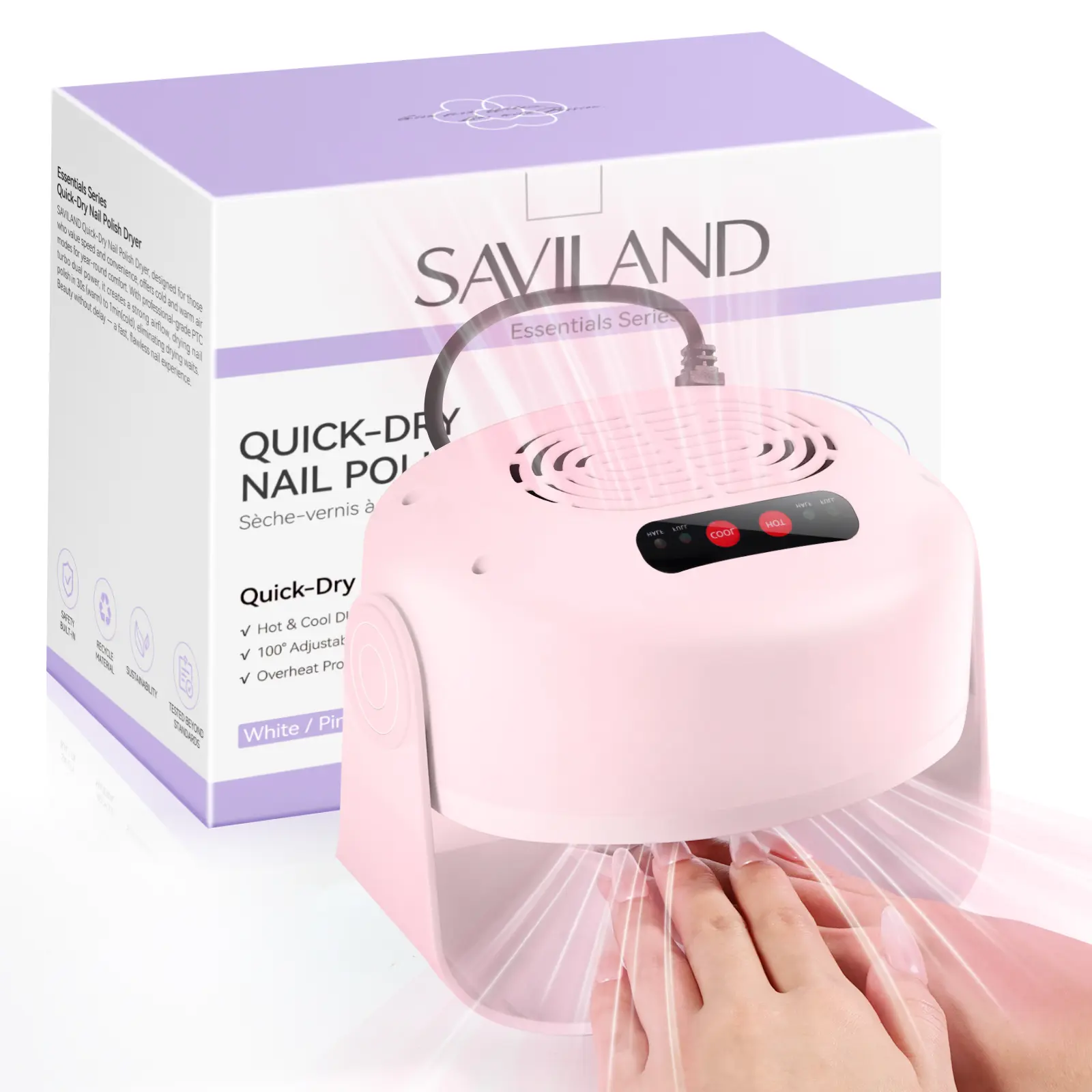 600W Pink 6X Fast Drying Nail Dryer 