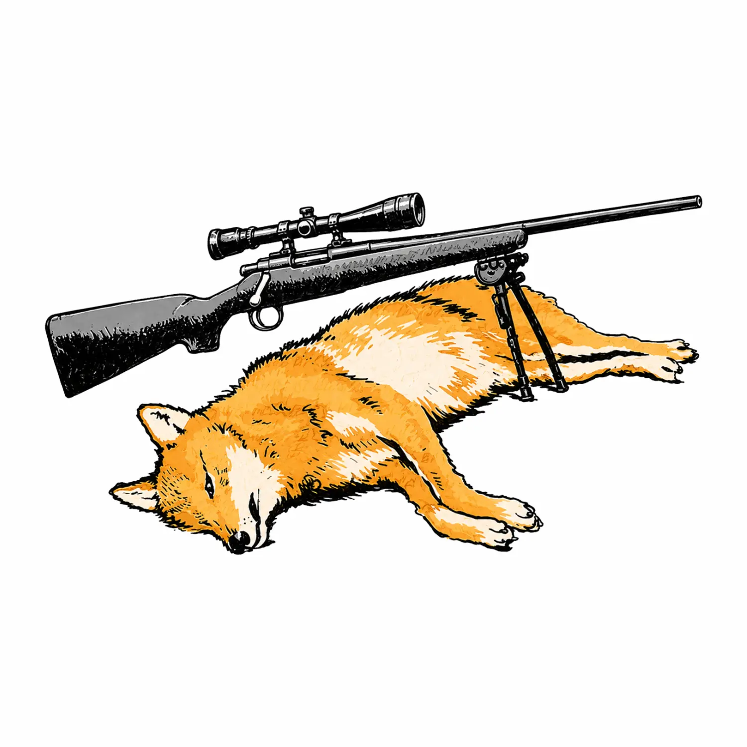 Sleeping Fox Hunting Sticker, Fox Hunter Vinyl Decal, Predator Hunting Sticker, Sniper Rifle Hunting Decal, Fox Hunting Gift for Hunters