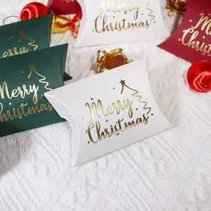 5 Pieces Christmas Stamping Christmas Tree Merny Christmas Gift Box Christmas Day Decoration Gift Wrapping Box