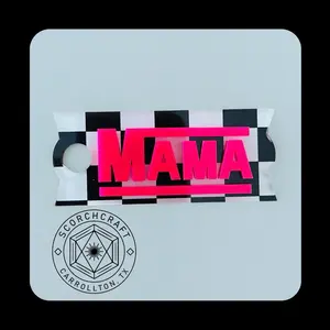 Checkered Tumbler Name Plate - Tumbler Topper - Mama - Retro - Skater