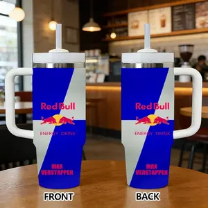REDBULL Vacuum Flasks 40oz Insulated Tumbler with Handle & Straw, Vacuum Stainless Steel Travel Mug, Leak-Resistant Cup Keeps Drinks Cold 12 Hours for Coffee, Water, Gym & Travel