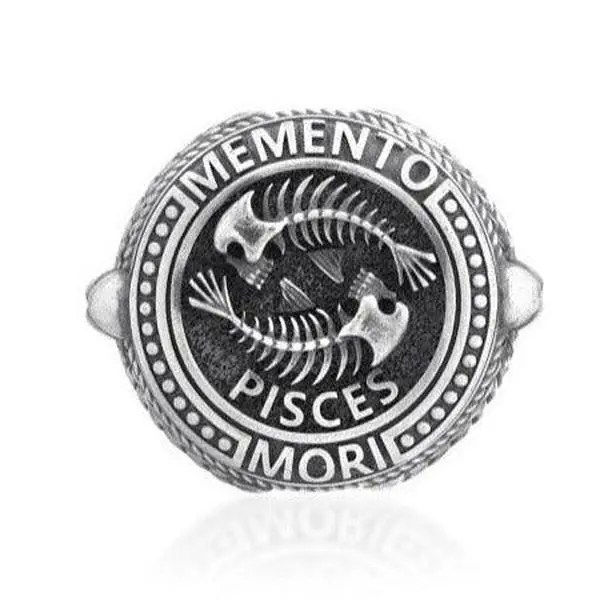 Pisces Zodiac Skull Ring