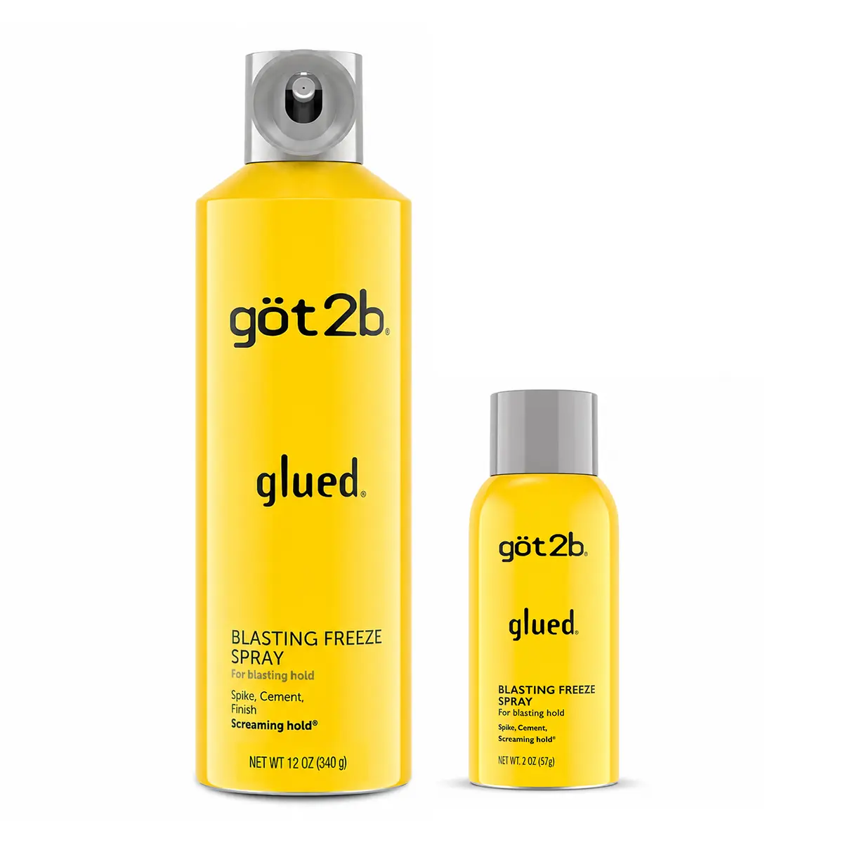 got2b Glued Blasting Freeze Spray Duo Pack 12oz + 2oz, Strong Hold Hair Spray for Sleek Ponytail, Buns, Edges & Wig Styling, Long Lasting Finish