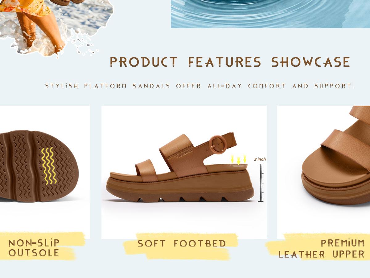 Vilanva women’s platform walking sandals with soft insoles, low wedges, comfortable design and buckle closure—perfect for trendy summer outfits in 2026 #SummerVibes