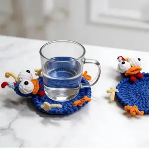 Cross-border Purly Handmade Animal Crocheted Coaster Cartoon Shape Internet Celebrity Desktop Decoration Cup Coaster Festival & Party Supplies