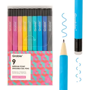 Grabie Medium Point Erasable Gel Pen Set Of 9, gift for valentines's day
