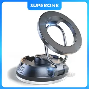 SUPERONE Magnetic Car Mount for Magsafe [88LBS Suction] Carbon Fiber Design Phone Holder for iPhone & All Cars with Strong Suction Cup Smartphone Cellphone Metal Adjustable Silicone Stand
