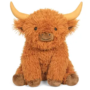 Highland Cow Weighted Stuffed Animals, 5lbs Soft Kawaii Weighted Plush Toy, Soft stuffed cotton plush animal toy for Kids and Adults Highland Cattle Gift Plushie Decor