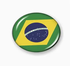 BestLicensePlateFrames 3D Dome Finish Brazil Flag Round Car Emblem Badge, Automotive Exterior Accessory Sticker