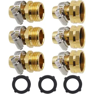 Garden Hose Repair Connector with Clamps, Male and Female Garden Hose Fitting, 3 Set