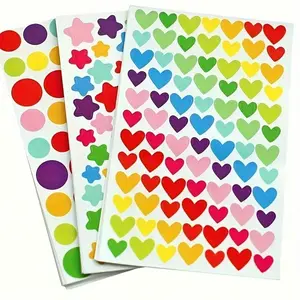 18 sheets, 18 Sheets Colorful Heart, Star, and Dot Stickers Kit for Scrapbooking and Crafts (1512 Count, Glossy Finish, Single Use)