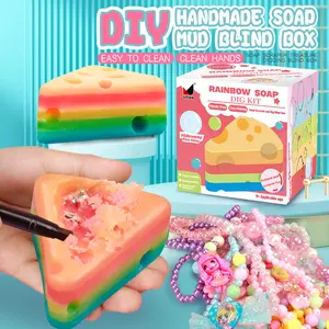 Children's archaeology Rainbow soap blind box girls dig gems handmade diy bracelet soap scratch-off toys