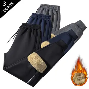 Men's Winter Joggers 2-Pack - Fleece-Lined Thick Sweatpants with Elastic Waistband & Drawstring, Perfect for Outdoor Running & Hiking - Regular Fit, Cold Weather Apparel, Athletic Design, Men's Sports Pants, Men's Sports Pants, Men's Winter Trousers, Jogg