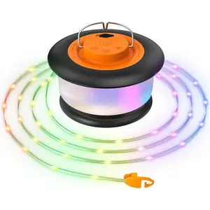 Camping String Lights - 33FT RGB Retractable Light with 19 Lighting Modes, Quick 20s , , 3-in-1 Quick Storage, Rechargeable Tent Lights for Camping, Hiking, Yard, Travel,Holiday