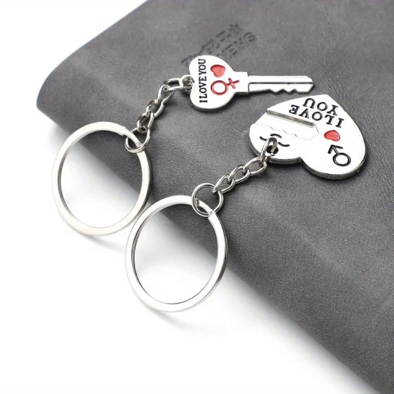 2pcs Couple Key Chain Ring Set-I LOVE YOU with Red Heart Keychains Set for Boyfriend Girlfriend and Best Friends,Valentine's Day Birthday Gifts Graduation Gifts-Love Heart Key Locks Lover Gift