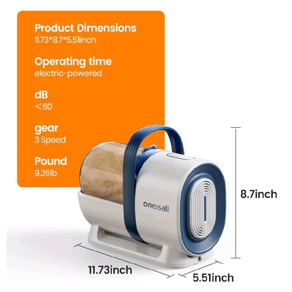 Oneisall Pet Grooming Vacuum Kit with 7 Attachments for Dogs & Cats Efficient Cleaning System