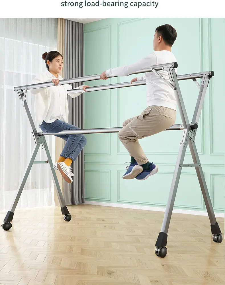 MiAoLi Stainless Steel Clothes Rack with Wheels - Foldable, Adjustable, Heavy-Duty Rolling Drying Rack, 63-Clothes Capacity Indoor/Outdoor Home Laundry Solution (1 Unit), Stainless Steel Clothes Rack With Wheels – 63\, Fold Drying Racks