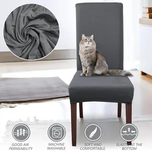 Stretch Spandex Dining Chair Covers, Washable Slip-Resistant Parson Chair Slipcover, Removable Seat Protectors (Set of 4/6)