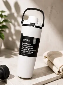 White Owala Water Bottle with Straw Lid Leakproof Travel Cup