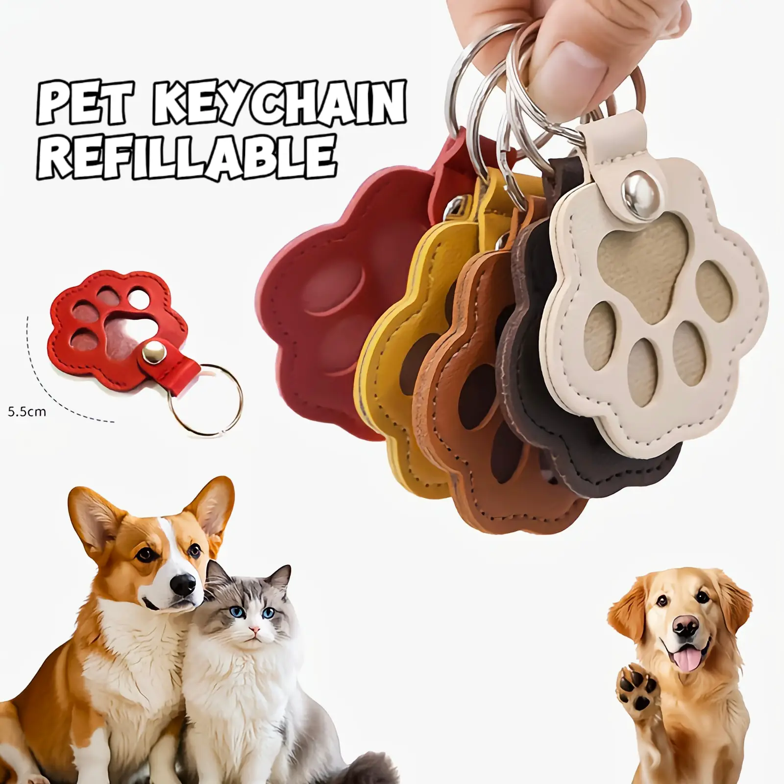 Pet commemorative keychain storage for dogs, cats, fur, dog claws, pendants, pet hair storage